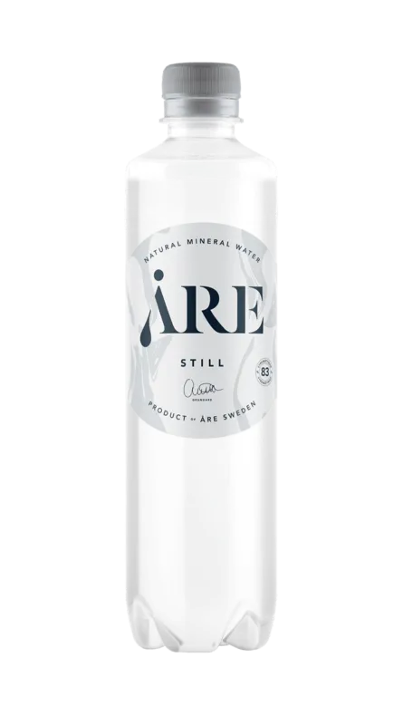 PET bottle container filled with still mineral water.